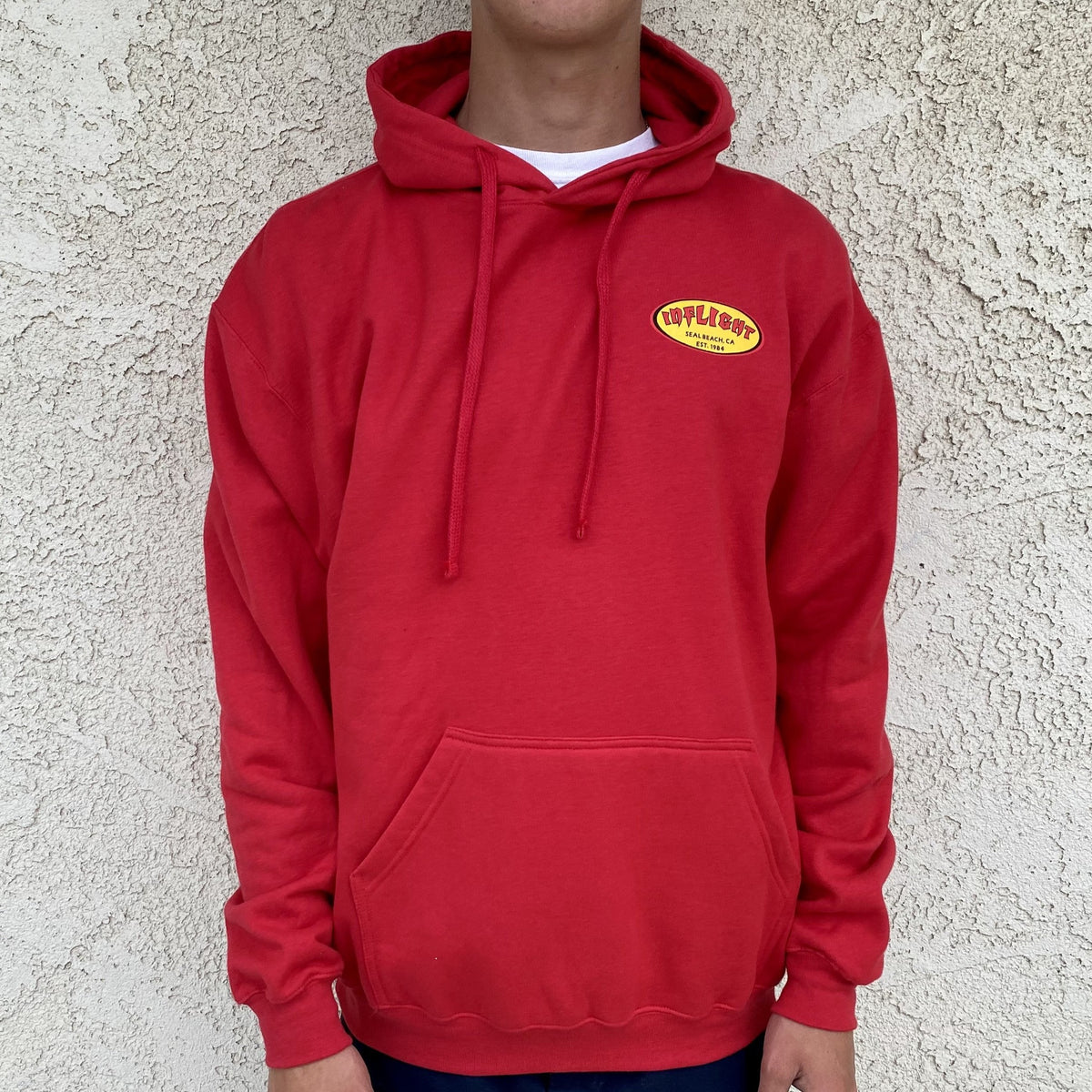 CLASSIC OVAL HOODIE - RED – Inflight Surf Shop