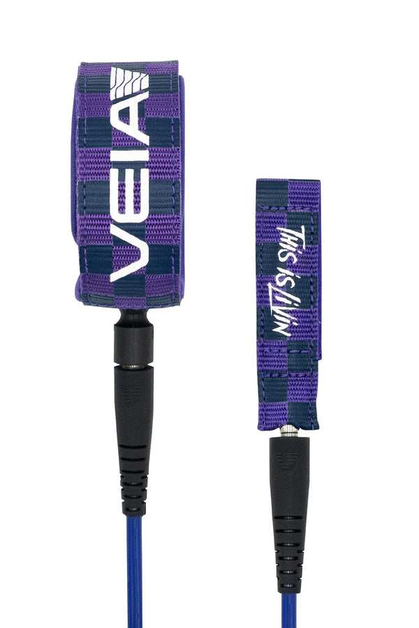 THIS IS LIVIN' x VEIA Explorer 7' Leash - Blue Checkered