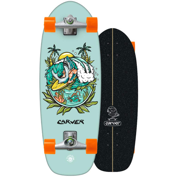 CARVER SHARK SHREDDER C5 TRUCK MINI SURFSKATE COMPLETE 9.125″ X 26″ MINT