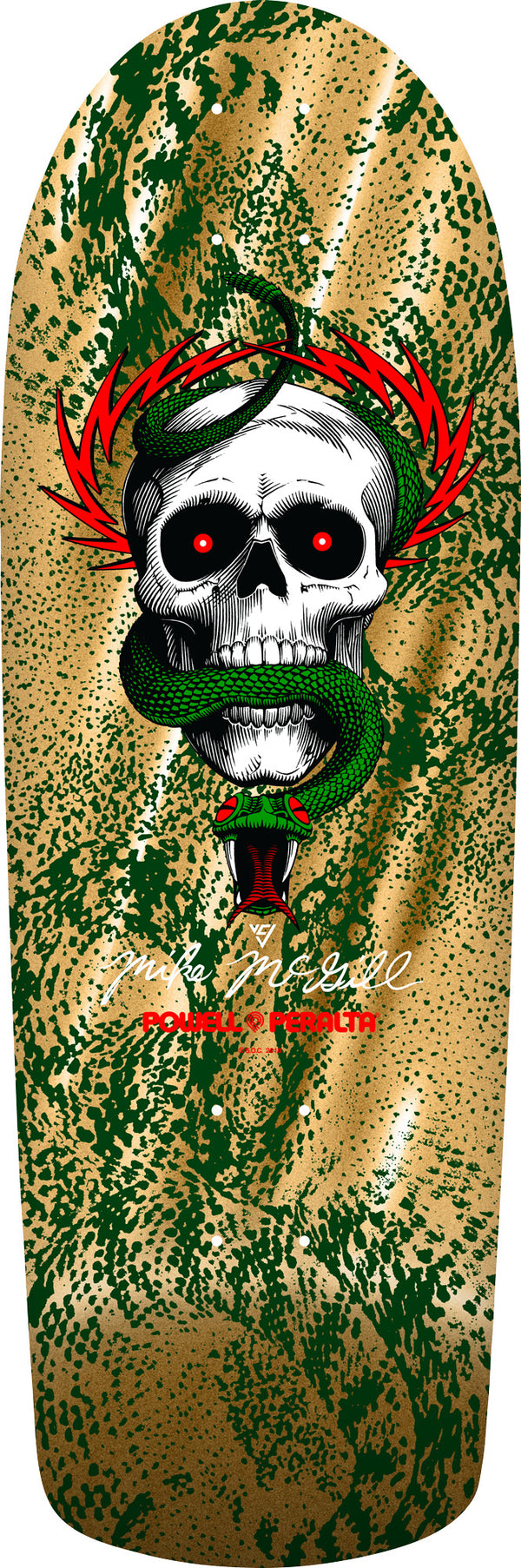 Mike McGill Skull & Snake Skateboard Deck Green/Gold Foil
