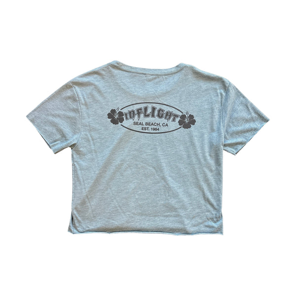 Women's Hibiscus Cropped Tee - Stonewash Denim
