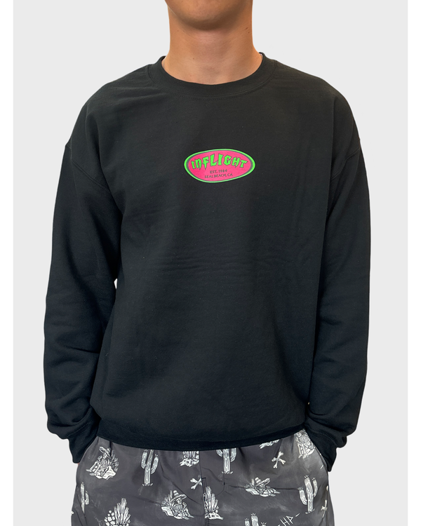 80'S RETRO OVAL CREWNECK - BLACK