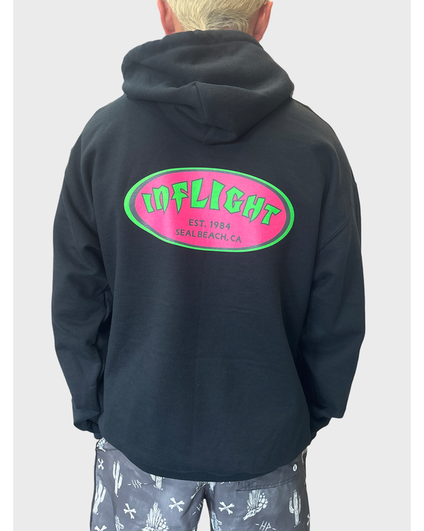 80'S RETRO OVAL HOODIE - BLACK