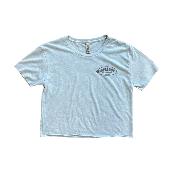 Women's Hibiscus Cropped Tee - Stonewash Denim