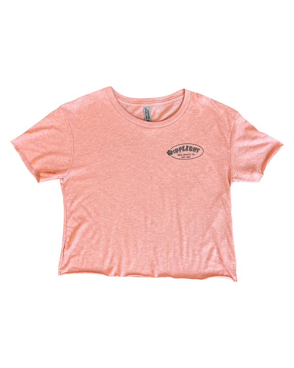 Women's Hibiscus Cropped Tee - Salmon