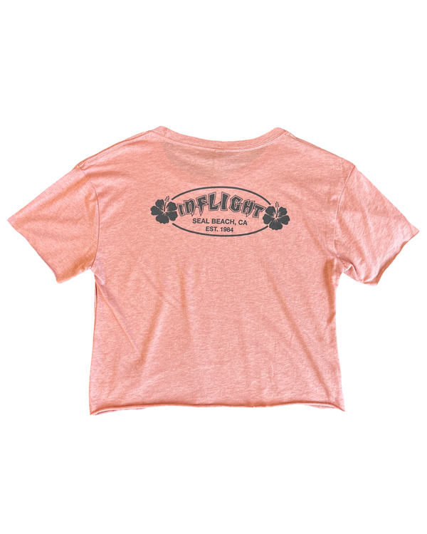 Women's Hibiscus Cropped Tee - Salmon
