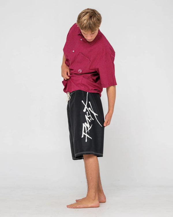 Hoodus Fixed Waist Boardshort - Black 2