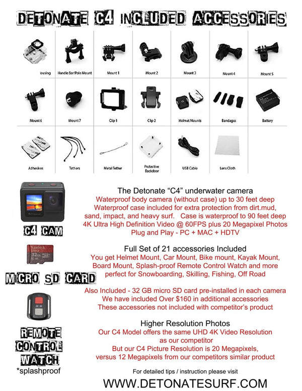 Detonate C4 Waterproof 4K UHD Camera