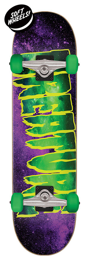 7.50in x 28.25in Galaxy Logo Micro Creature Skateboard Complete