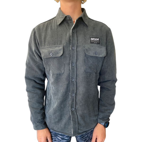 Corduroy Sherpa Flannel - Charcoal